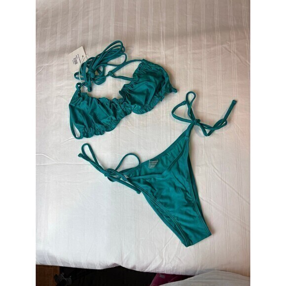 Envya Jade Wraparound Triangle Strappy Details 2 Piece Bikini Set Size L RefN13 - Picture 4 of 6